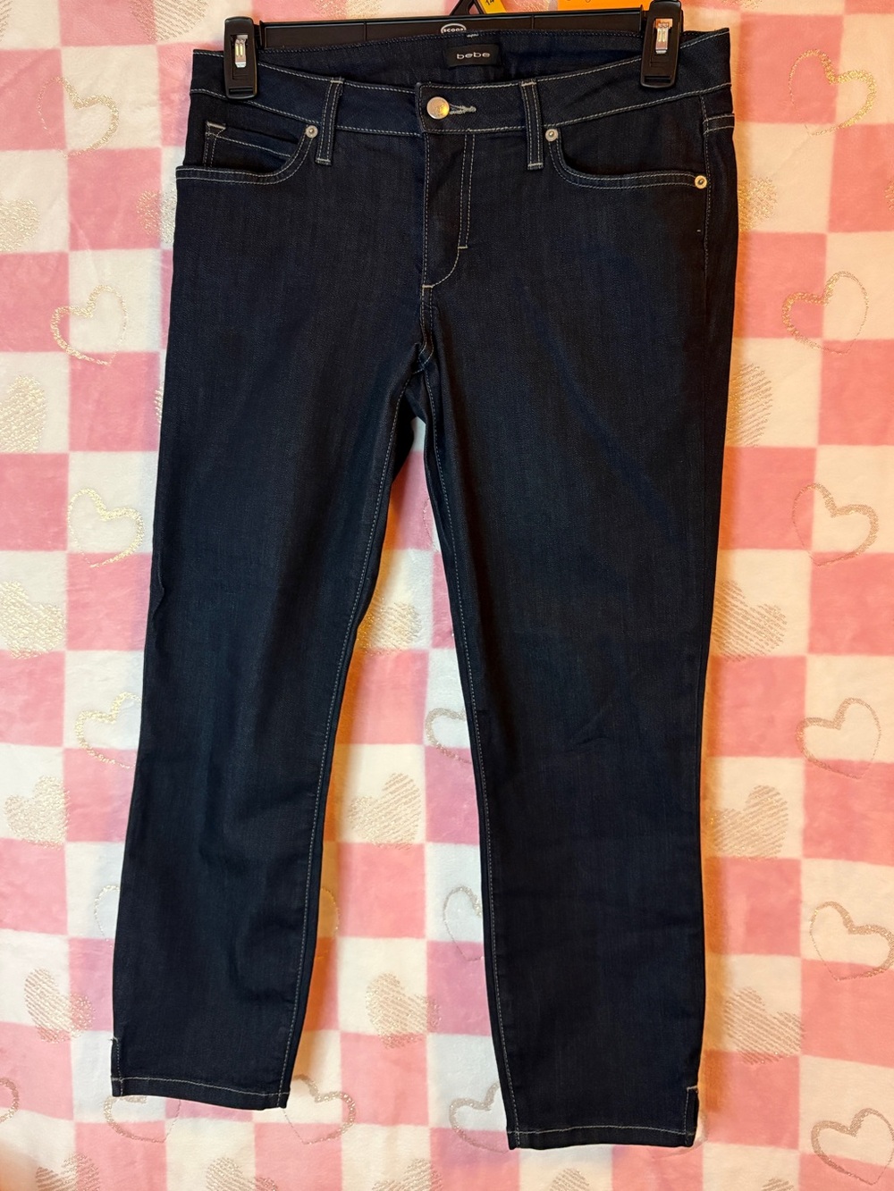 BEBE-Dark wash denim capri
